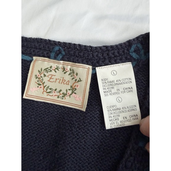 Vintage Erika Ramie Cotton Blend Crochet Floral Button Front Vest Cottagecore - Picture 5 of 6